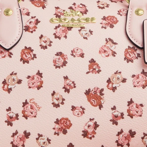 Coach Rowan Satchel Blush Rose Print and Your Choice Bag Charm + Duster NWT - Picture 2 of 15